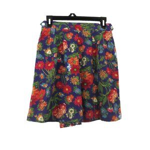 Lizsport High Waisted Shorts 8 Floral Tropical Print 100% Cotton Pockets Pleated